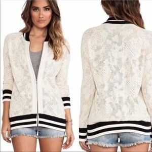 Free People Cream and Black Sweater